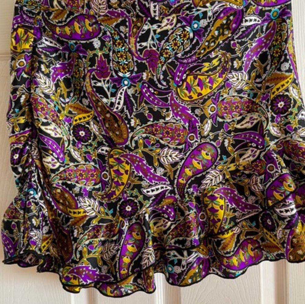 ZARA Purple Paisley Print Ruffle Mini Skirt - Picture 12 of 14